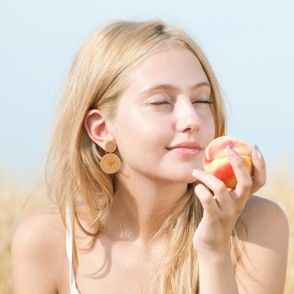 6 Pairs of Handmade Bohemian Rattan Earrings - Stylish Summer Accessory Set - Picture 5 of 6